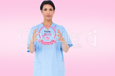 Doctor with breast cancer awareness message