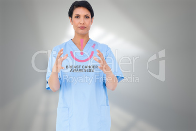 Composite image of young surgeon gesturing