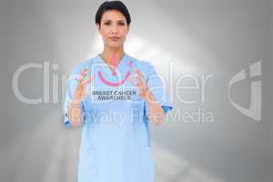 Composite image of young surgeon gesturing