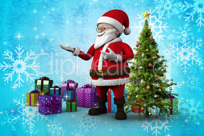 Composite image of cute cartoon santa claus