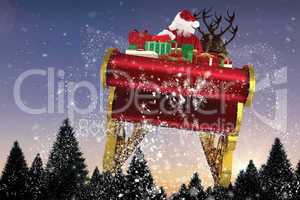 Composite image of santa flying his sleigh