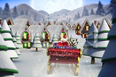 Composite image of santa flying his sleigh