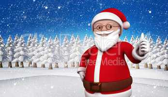 Composite image of cute cartoon santa claus