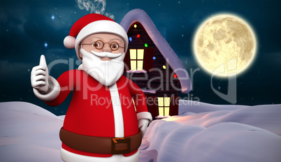 Composite image of cute cartoon santa claus