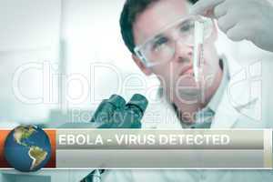 Ebola news flash with medical imagery