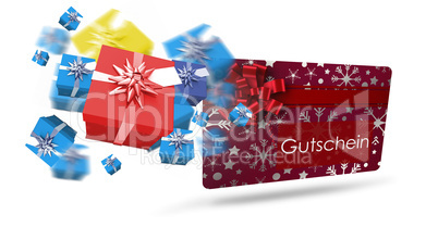 Composite image of flying christmas presents Composite image of flying christmas presents