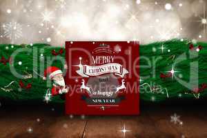 Composite image of cute cartoon santa claus