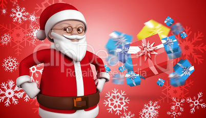 Composite image of cute cartoon santa claus