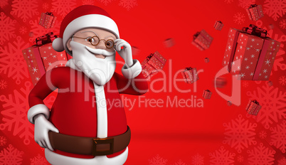 Composite image of cute cartoon santa claus