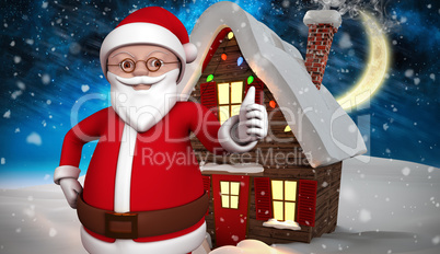 Composite image of cute cartoon santa claus