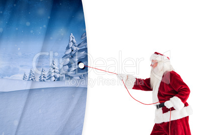 Santa claus pulling a rope