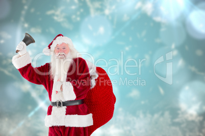 Composite image of santa claus ringing bell