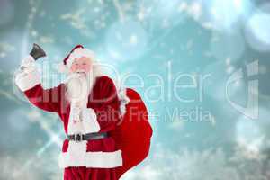 Composite image of santa claus ringing bell