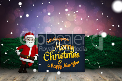 Composite image of cute cartoon santa claus