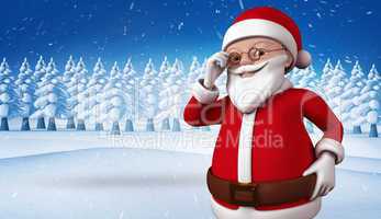 Composite image of cute cartoon santa claus