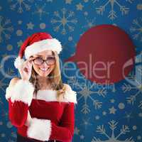 Composite image of sexy santa girl wearing spectacles