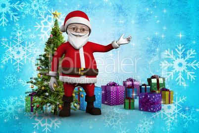 Composite image of cute cartoon santa claus