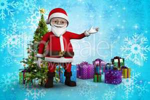 Composite image of cute cartoon santa claus