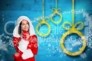 Composite image of woman wearing christmas styled clothes