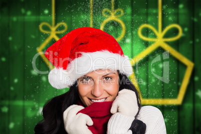 Composite image of woman smiling at the camera