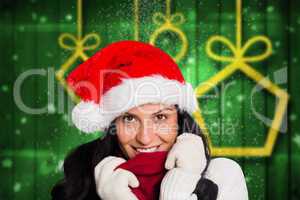 Composite image of woman smiling at the camera