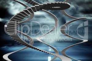 Composite image of winding stairs