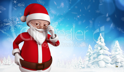 Composite image of cute cartoon santa claus