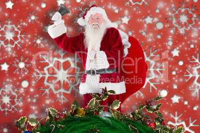 Composite image of santa claus ringing bell