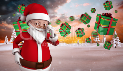 Composite image of cute cartoon santa claus