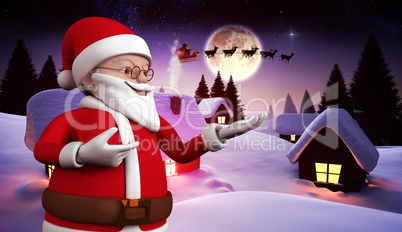 Composite image of cute cartoon santa claus