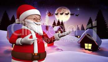 Composite image of cute cartoon santa claus