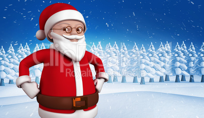 Composite image of cute cartoon santa claus