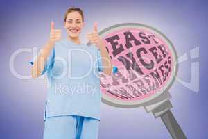Doctor with breast cancer awareness message