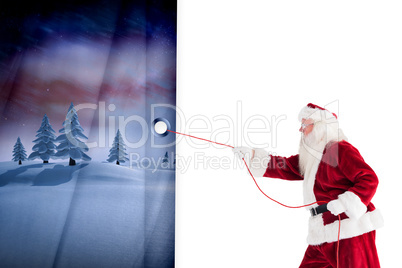 Santa claus pulling a rope