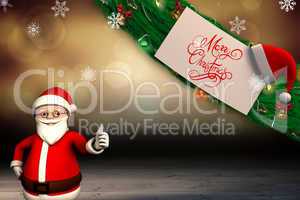 Composite image of cute cartoon santa claus