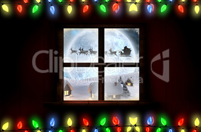 Composite image of decorative lights hanging in a shape