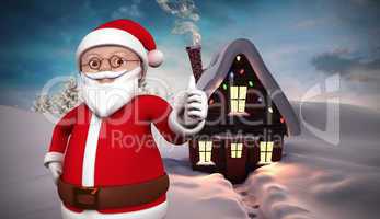 Composite image of cute cartoon santa claus