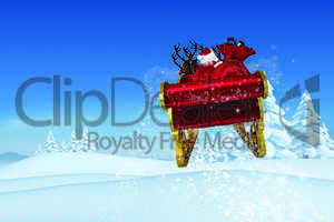 Santa flying his sleigh magically