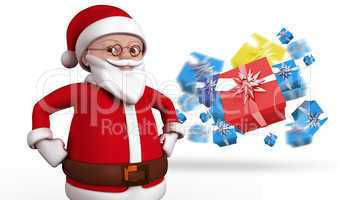 Composite image of cute cartoon santa claus