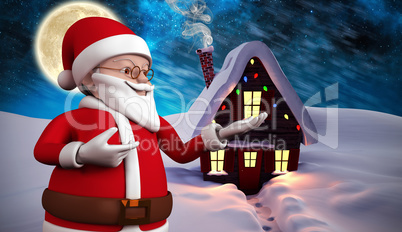 Composite image of cute cartoon santa claus