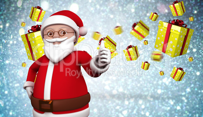 Composite image of cute cartoon santa claus