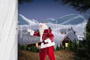 Composite image of santa pulls something with a rope