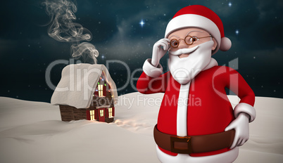 Composite image of cute cartoon santa claus