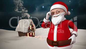 Composite image of cute cartoon santa claus