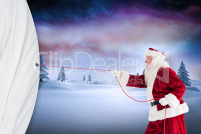 Santa claus pulling a rope Santa claus pulling a rope
