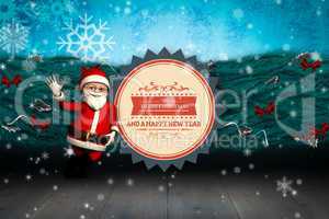 Composite image of cute cartoon santa claus