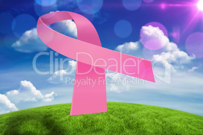 Composite image of pink breast cancer awareness ribbon