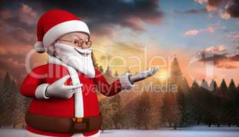 Composite image of cute cartoon santa claus