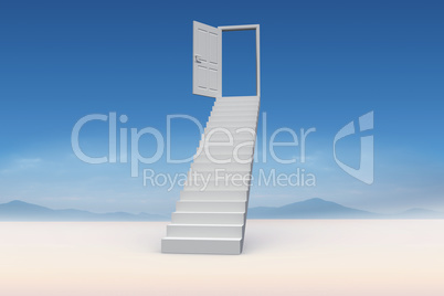 Composite image of stairs leading to door