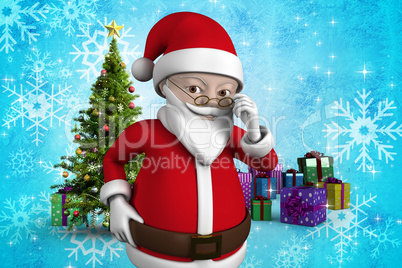 Composite image of cute cartoon santa claus